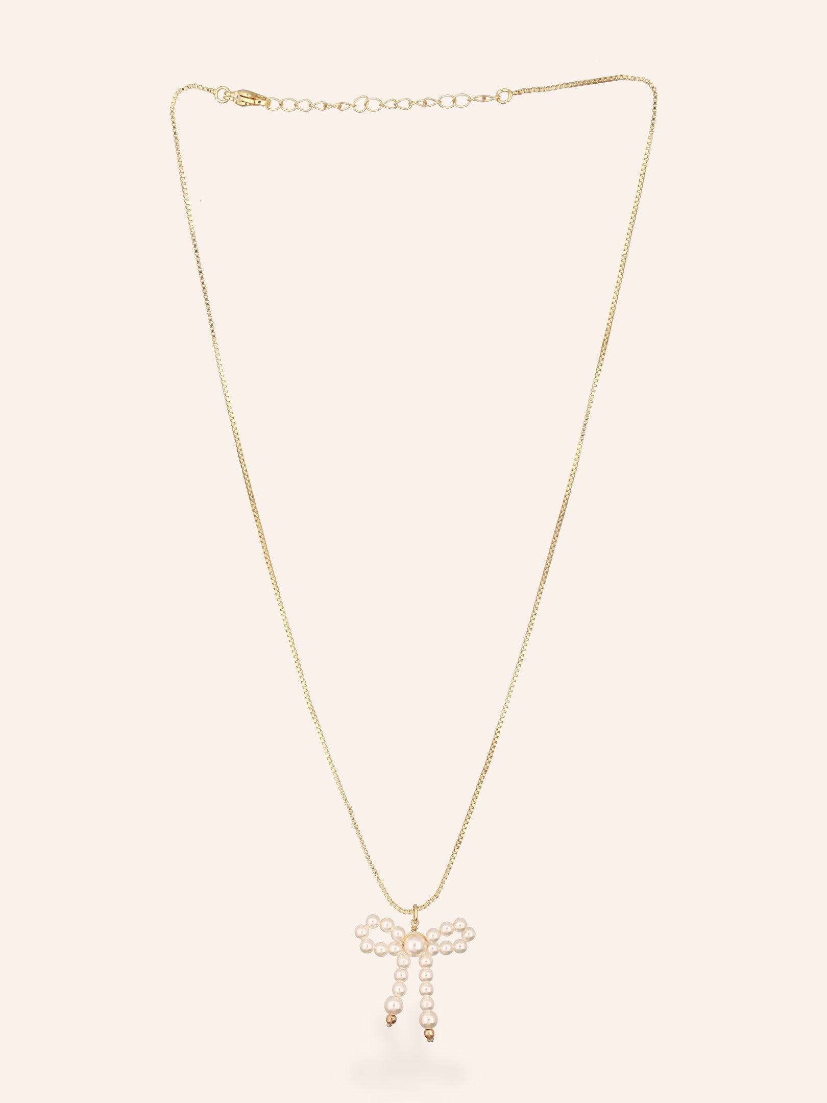 Pearl Bow Necklace-18K Gold Plated