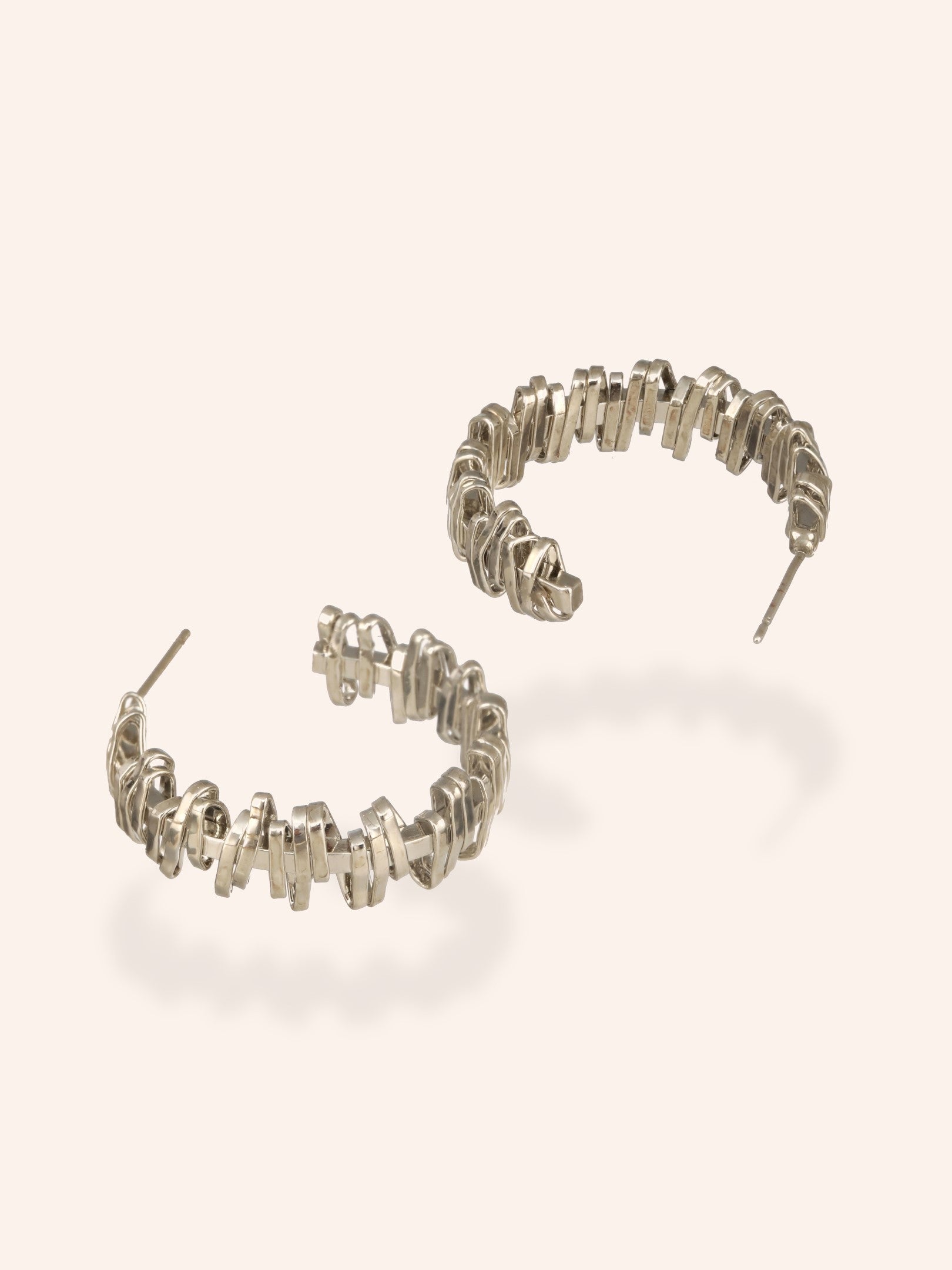 Twisted Silver Hoop Earrings-18K Gold Plated