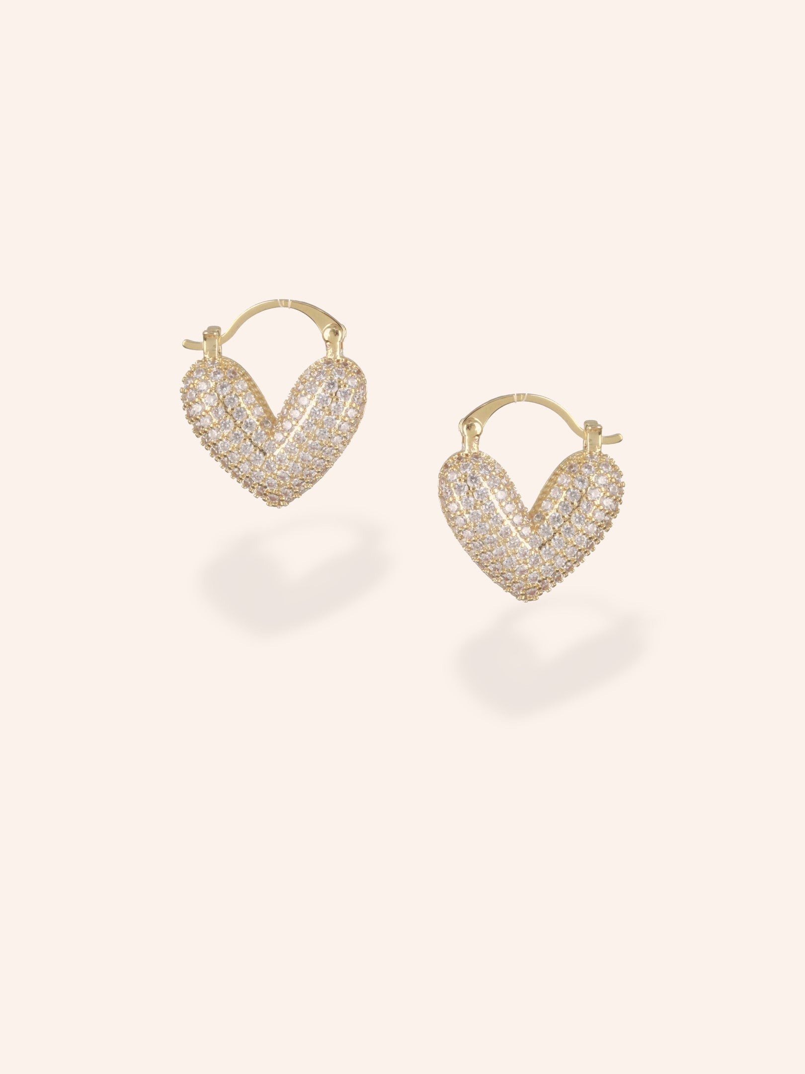 Glam Heart Hoop Earrings-18K Gold Plated