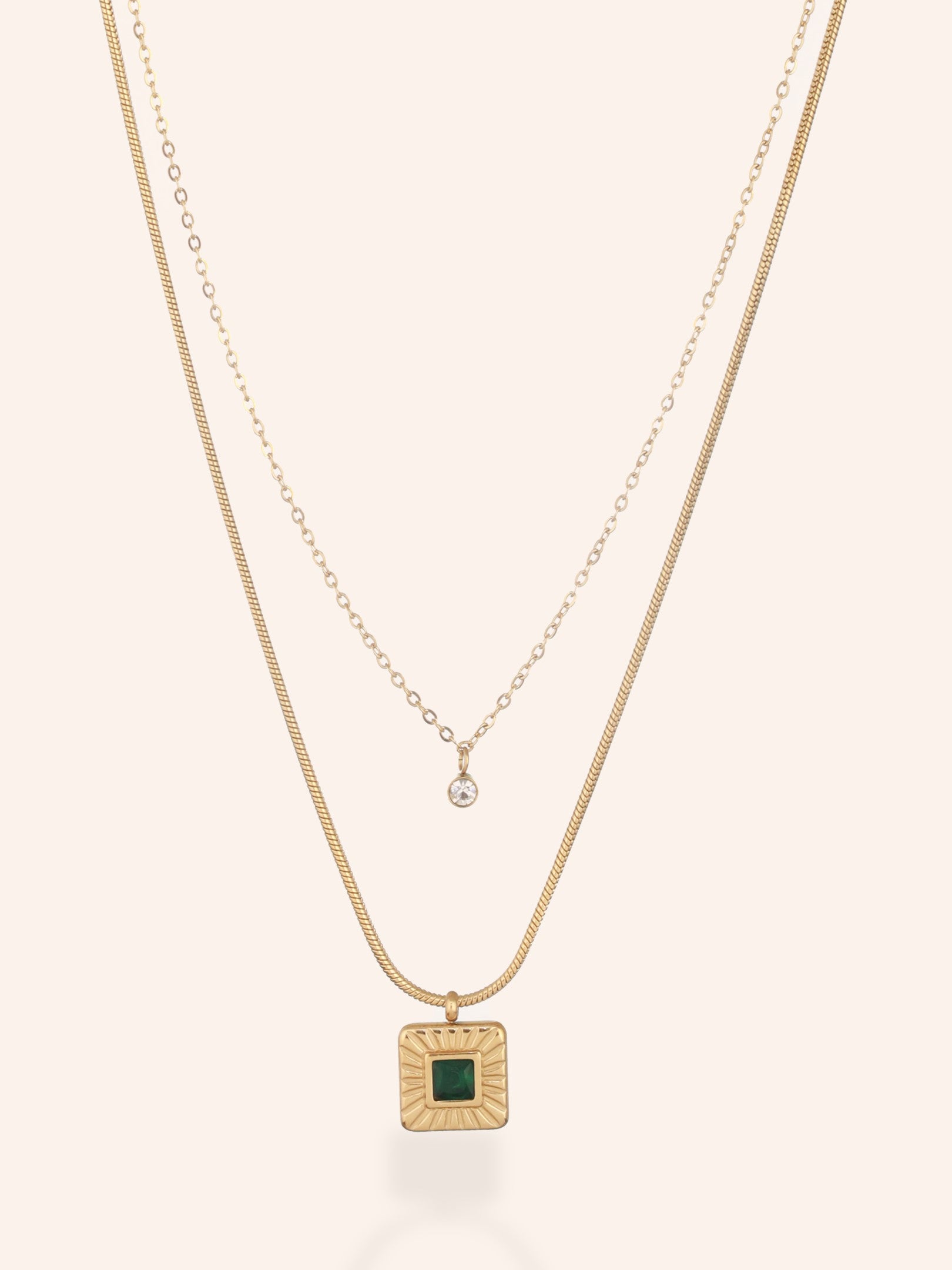 Emerald Radiance Necklace - 18K Gold Plated