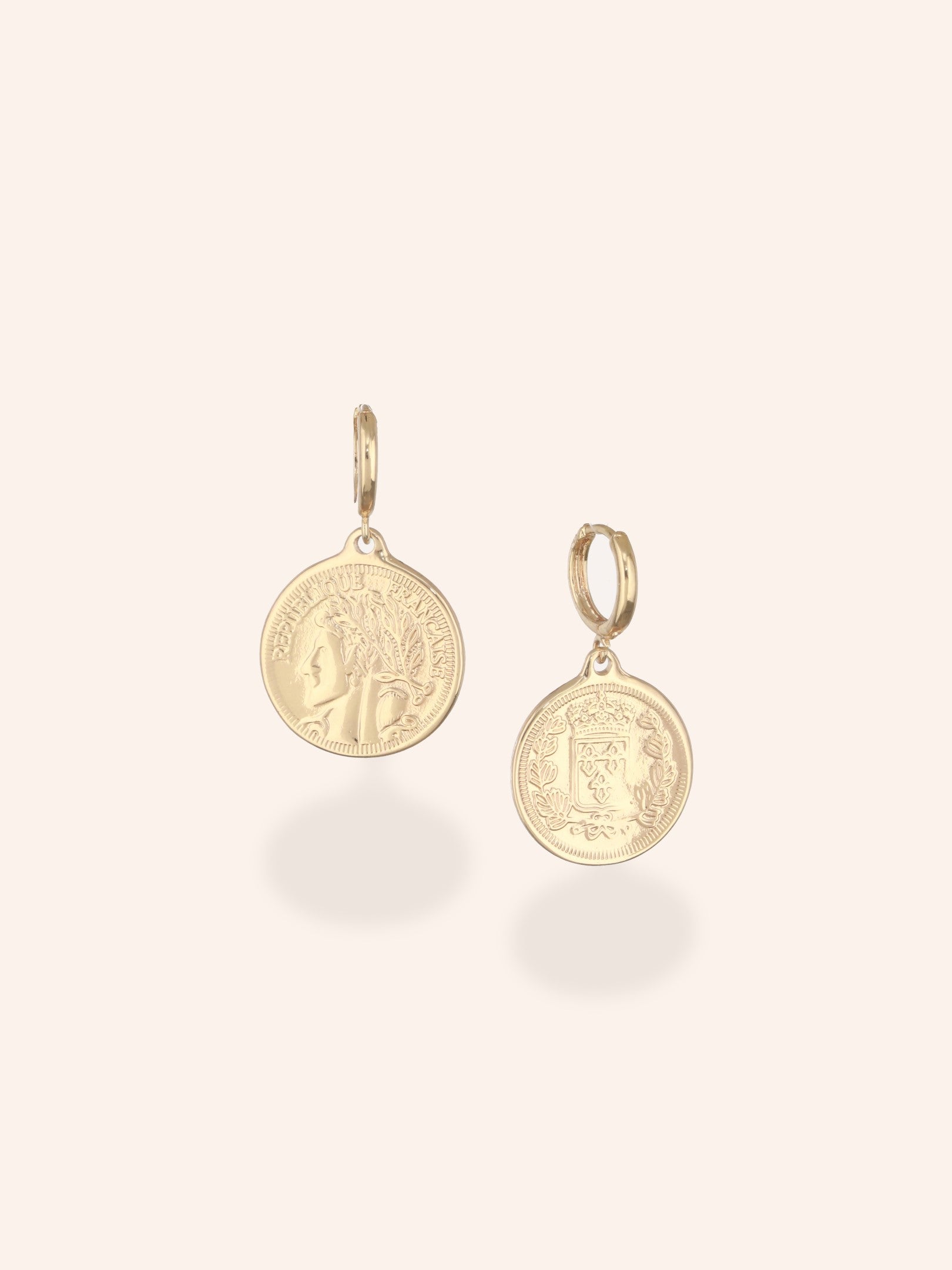 Vintage Coin Drop Earrings-18K Gold Plated