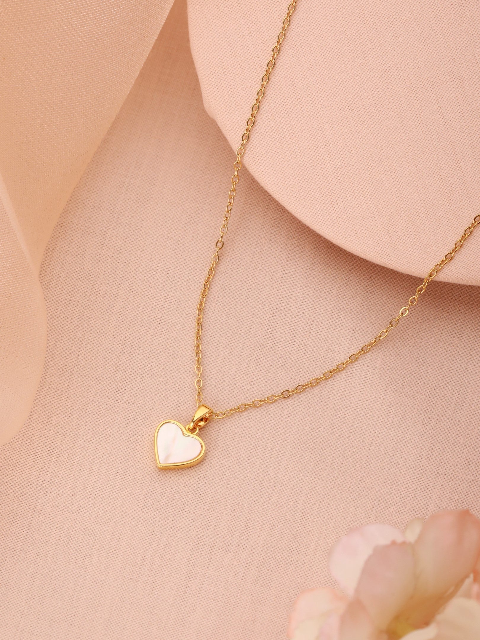 Golden Heart Charm Necklace-18K Gold Plated