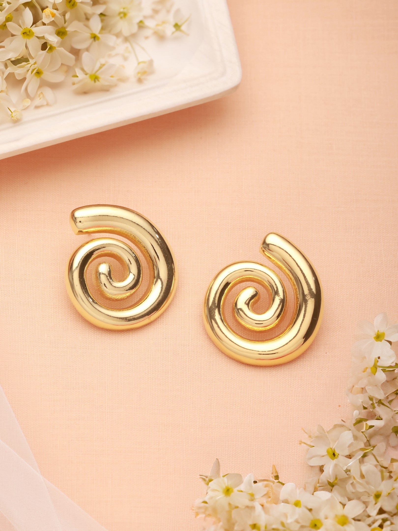 Swirl Studs-18K Gold Plated